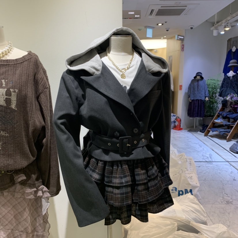TYCHE東大門㊣代購女裝新品推薦休閑職業人氣夾克不含腰帶連帽TYCHE夾克圖色1