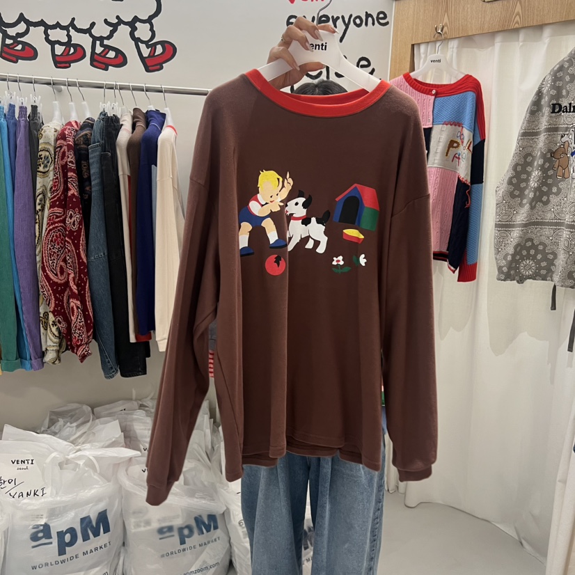VENTI韓國代購㊣女裝新品時尚真品休閑職業25秋冬熱賣長袖T恤VENTI長袖T恤圖色2