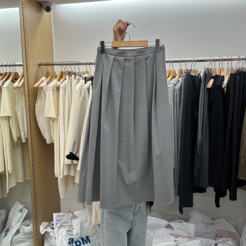 DRESS ROOM東大門㊣實拍女士新品時尚半身裙中短裙莫代爾百褶褶裙DRESS ROOM半身裙/中短裙