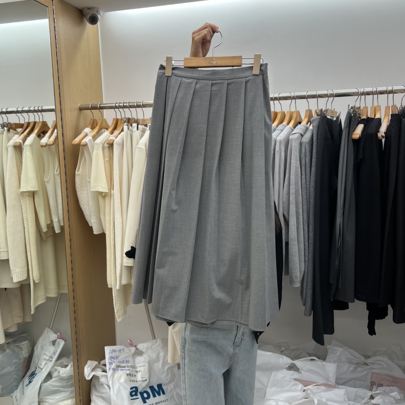 DRESS ROOM東大門㊣實拍女士新品時尚半身裙中短裙莫代爾百褶褶裙DRESS ROOM半身裙/中短裙圖色1
