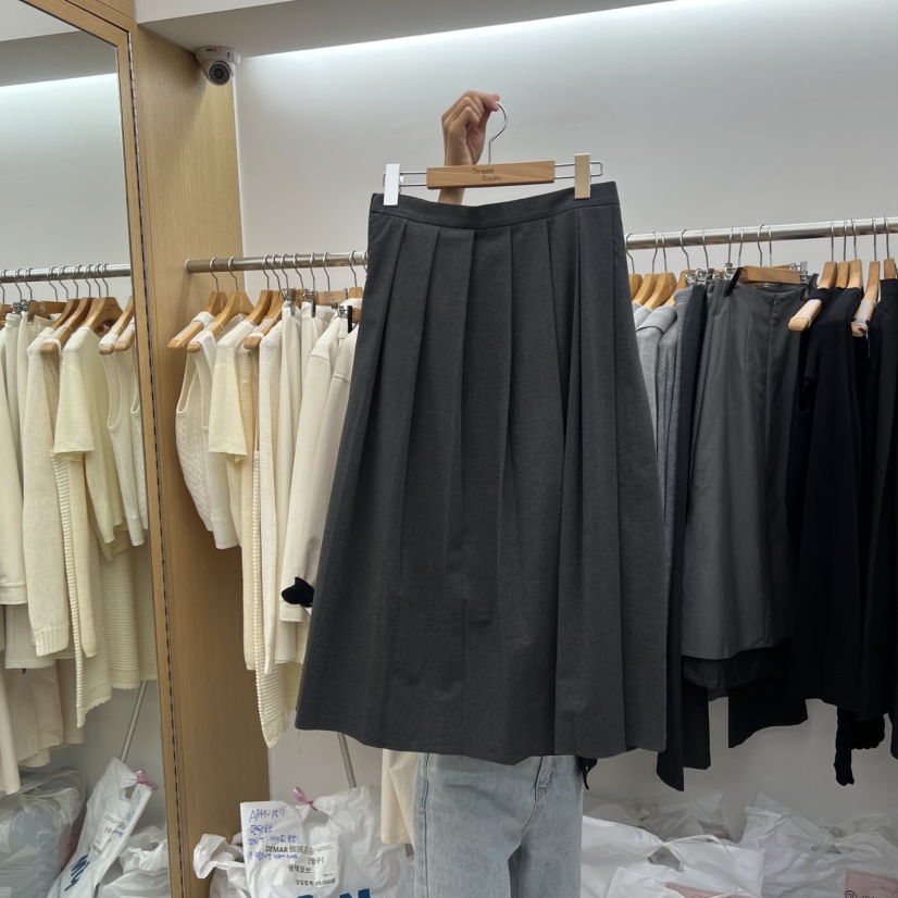 DRESS ROOM東大門㊣實拍女士新品時尚半身裙中短裙莫代爾百褶褶裙DRESS ROOM半身裙/中短裙圖色2