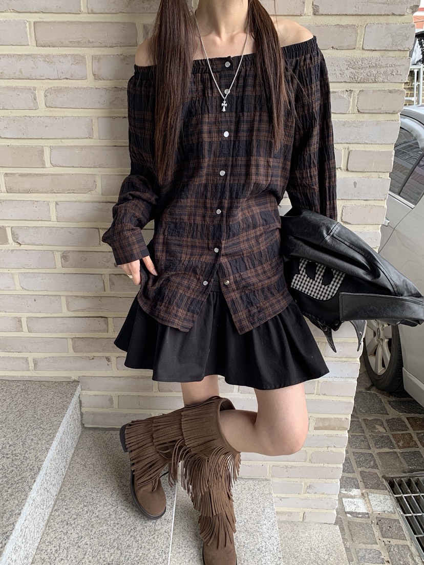MORE THAN-P東大門㊣代購女裝新款職業時尚襯衫蕾絲衫露肩MORE THAN襯衫/蕾絲衫