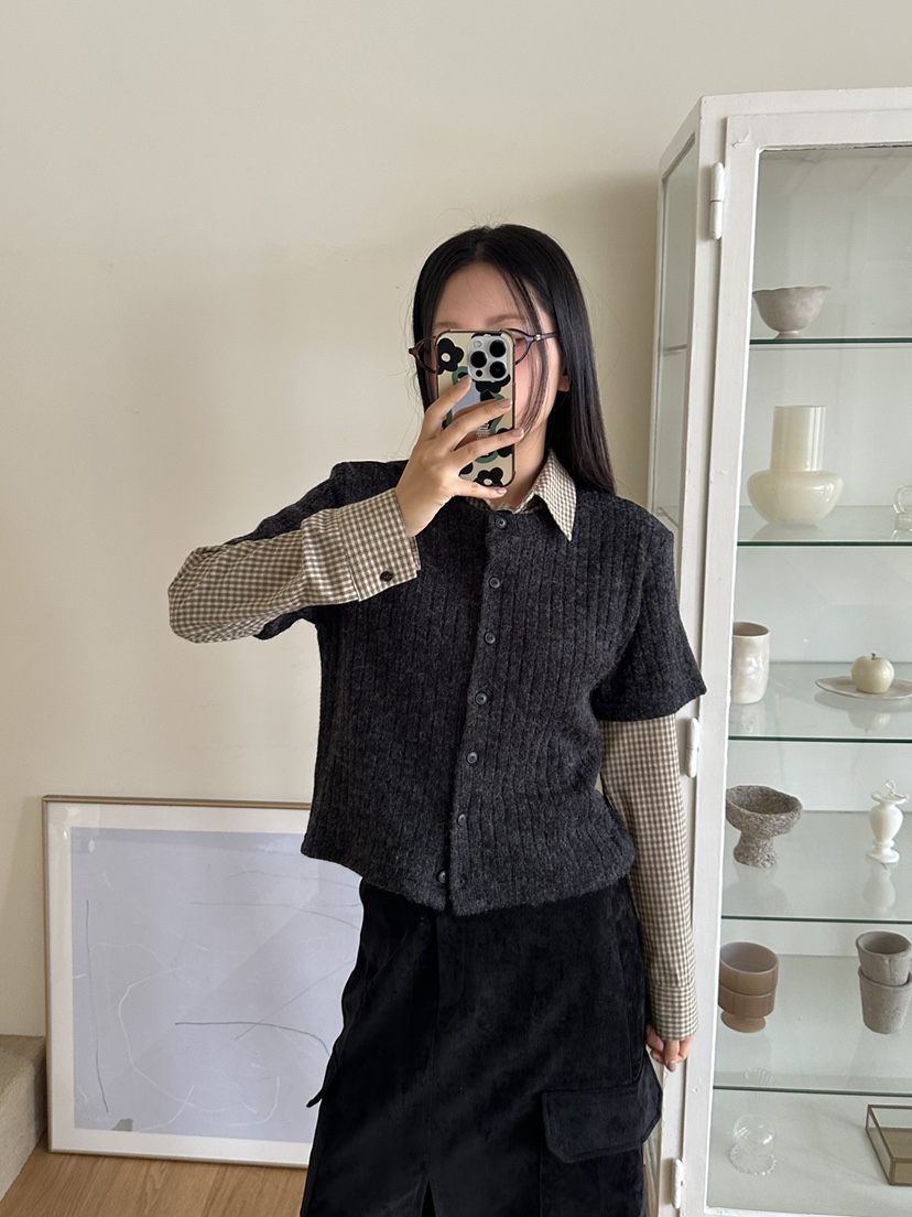 I MFACT韓國代購㊣女裝新款人氣針織衫不含內搭針織羅紋開衫I MFACT針織衫