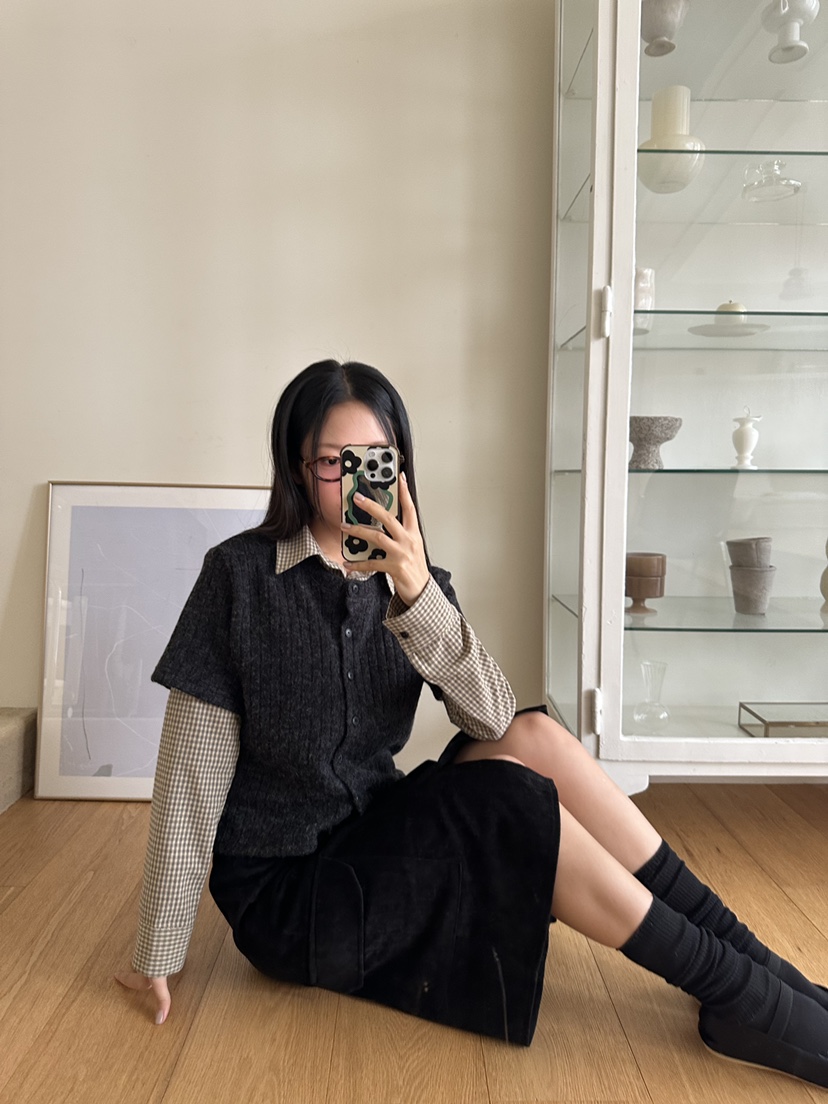 I MFACT韓國代購㊣女裝新款人氣針織衫不含內搭針織羅紋開衫I MFACT針織衫圖色1