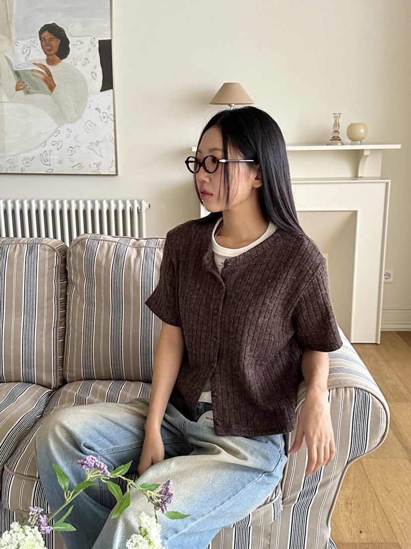 I MFACT韓國代購㊣女裝新款人氣針織衫不含內搭針織羅紋開衫I MFACT針織衫圖色2