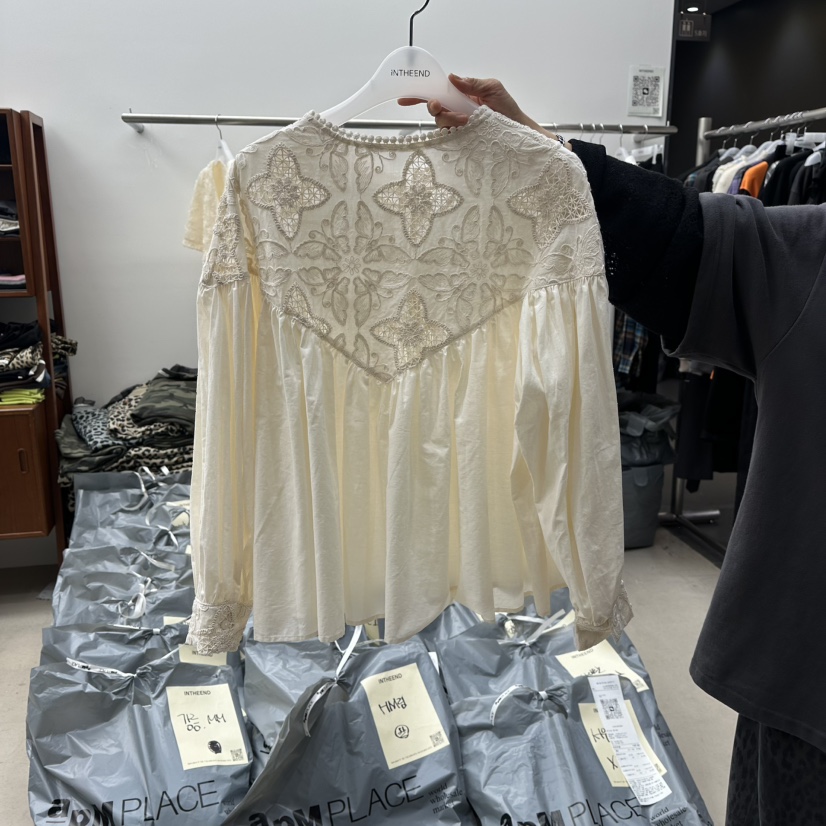 INTHEEND東大門㊣實拍女士新品推薦真品時尚襯衫蕾絲衫蕾絲INTHEEND襯衫/蕾絲衫圖色1