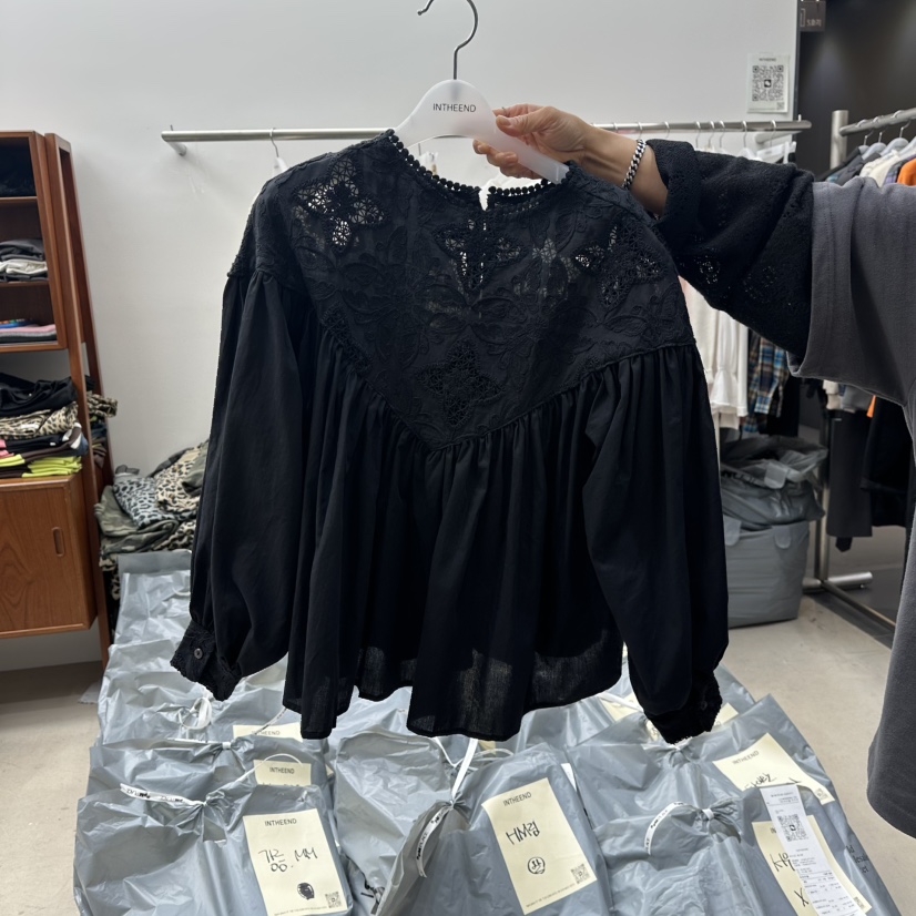 INTHEEND東大門㊣實拍女士新品推薦真品時尚襯衫蕾絲衫蕾絲INTHEEND襯衫/蕾絲衫圖色2