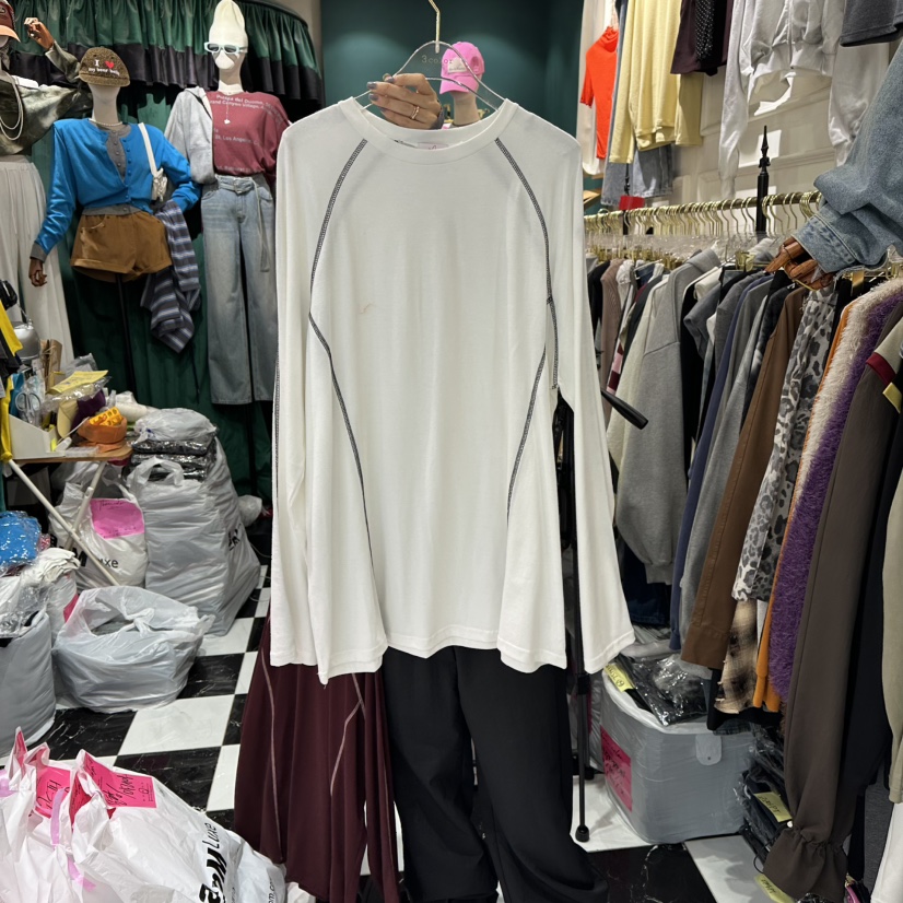 3COLOR東大門㊣實拍女士新品休閑長袖T恤Three color長袖T恤圖色1