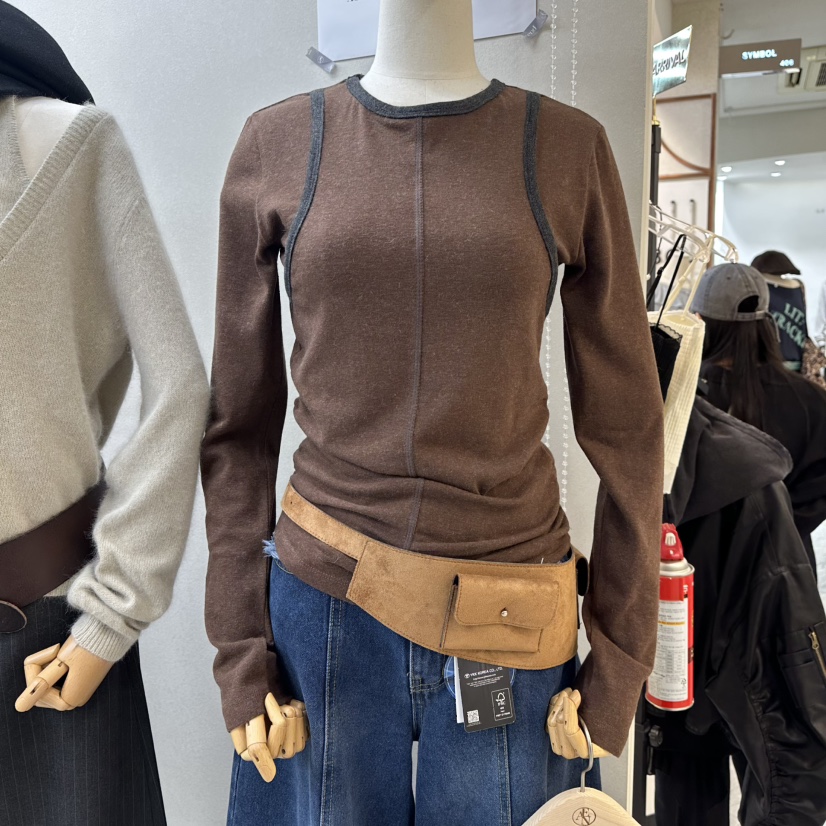 ASCEND東大門㊣直郵女士新品熱賣長袖T恤不含腰包假兩件羊毛ASCEND長袖T恤圖色2