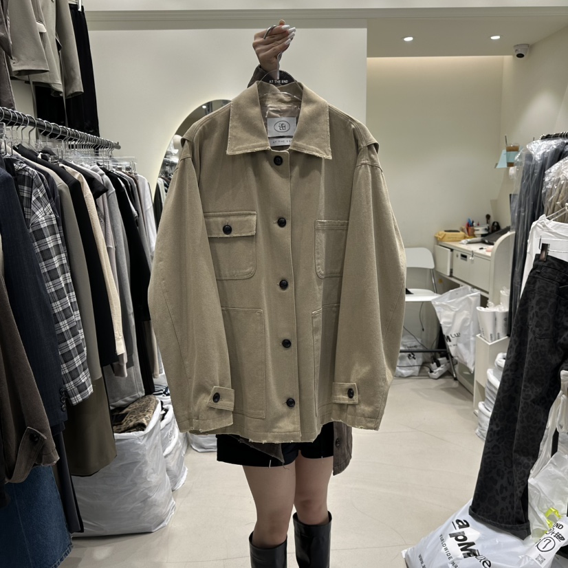 AT THE END韓國代購㊣女士新品時尚職業25秋冬休閑夾克復古AT THE END夾克圖色1