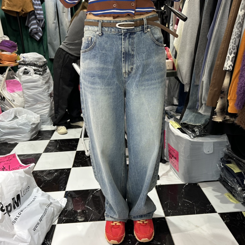 3COLOR東大門㊣直郵女士新款推薦牛仔褲不含腰帶Three color牛仔褲圖色1