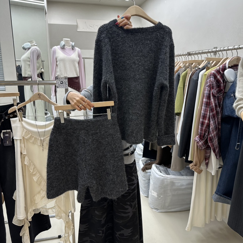 ASCEND東大門㊣實拍女士新品25秋冬休閑套裝兩件套羊駝套裝ASCEND套裝