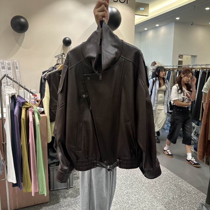 SOF韓國直郵㊣女士新品25秋冬休閑時尚人氣推薦職業夾克皮革SOF夾克圖色1棕色