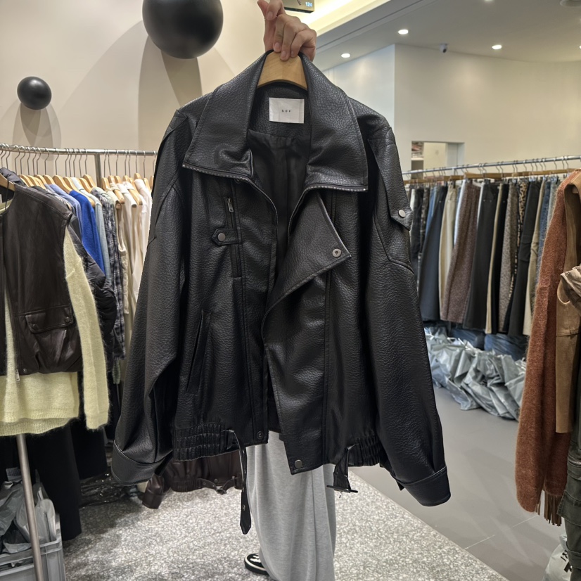 SOF韓國直郵㊣女士新品25秋冬休閑時尚人氣推薦職業夾克皮革SOF夾克圖色2黑色