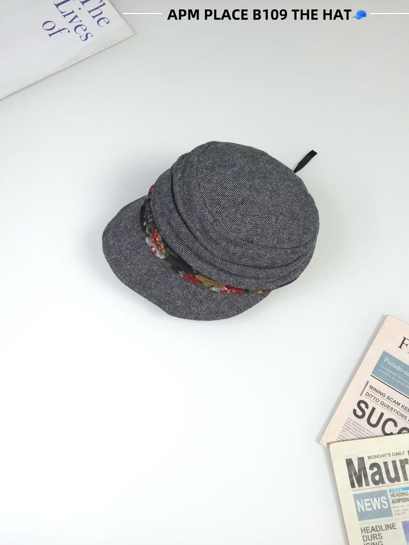 THE HAT-P韓國直郵㊣女裝新款時尚職業帽子漁夫帽花朵褶皺THE HAT帽子圖色3