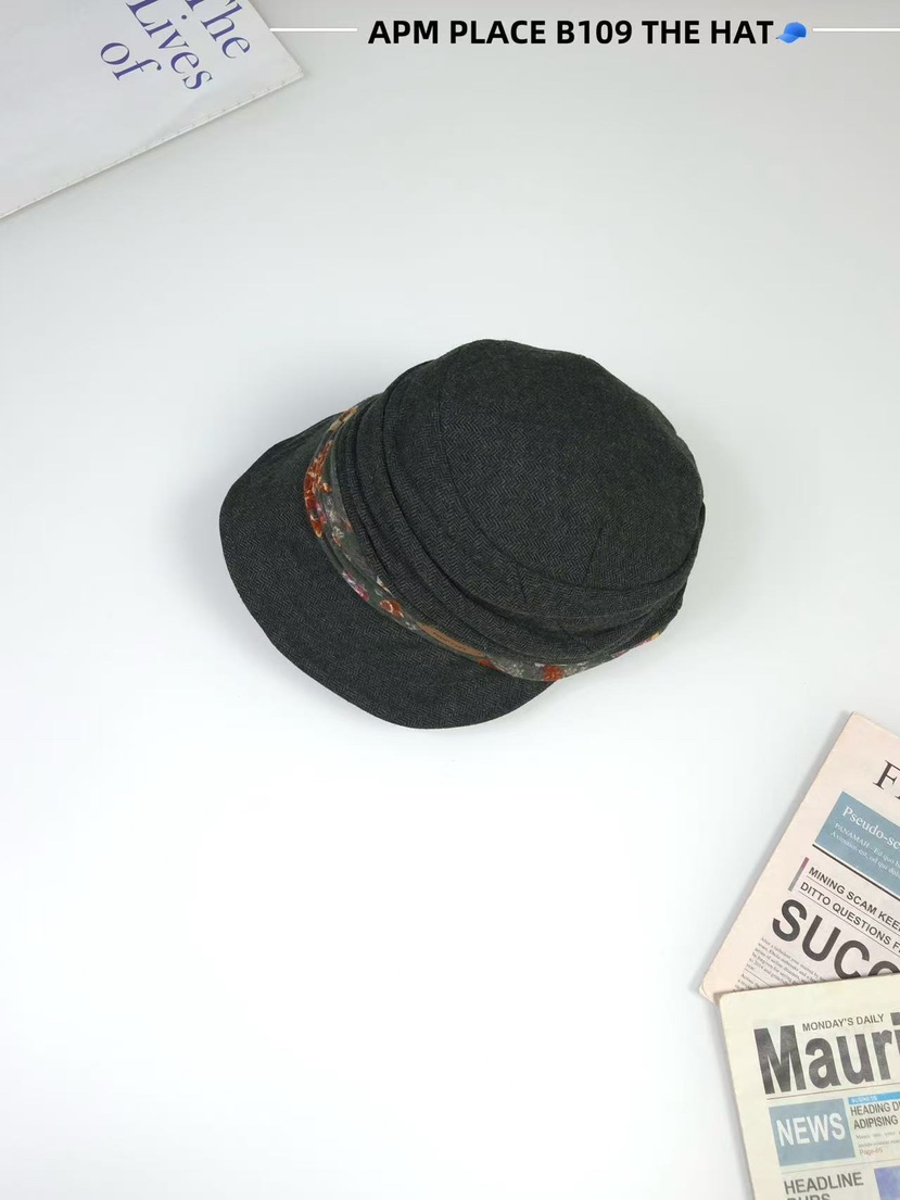 THE HAT-P韓國直郵㊣女裝新款時尚職業帽子漁夫帽花朵褶皺THE HAT帽子圖色4