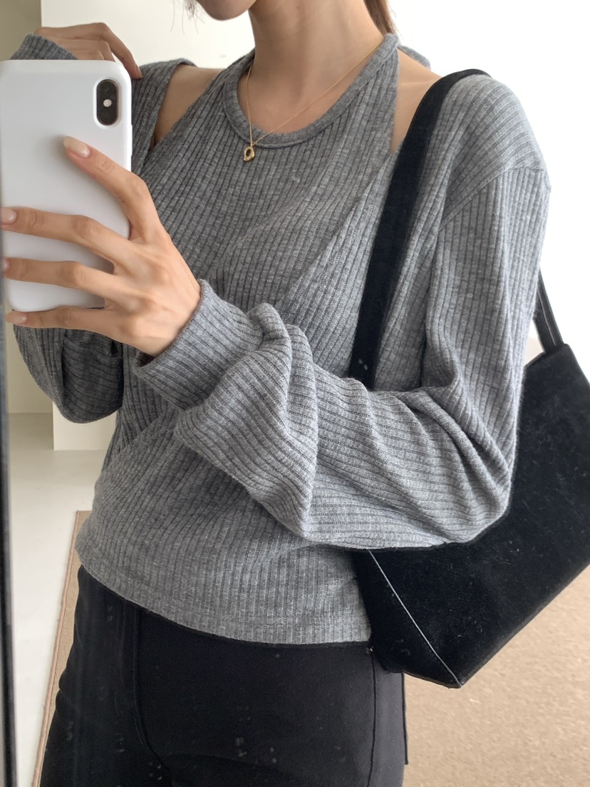 FRILL-T韓國代購㊣女裝新品休閑熱賣時尚25秋冬針織衫雙層FRILL-T針織衫