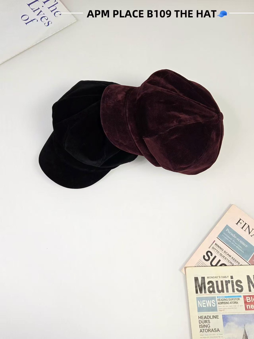 THE HAT-P東大門㊣直郵女士新品熱賣25秋冬真品帽子天鵝絨THE HAT帽子