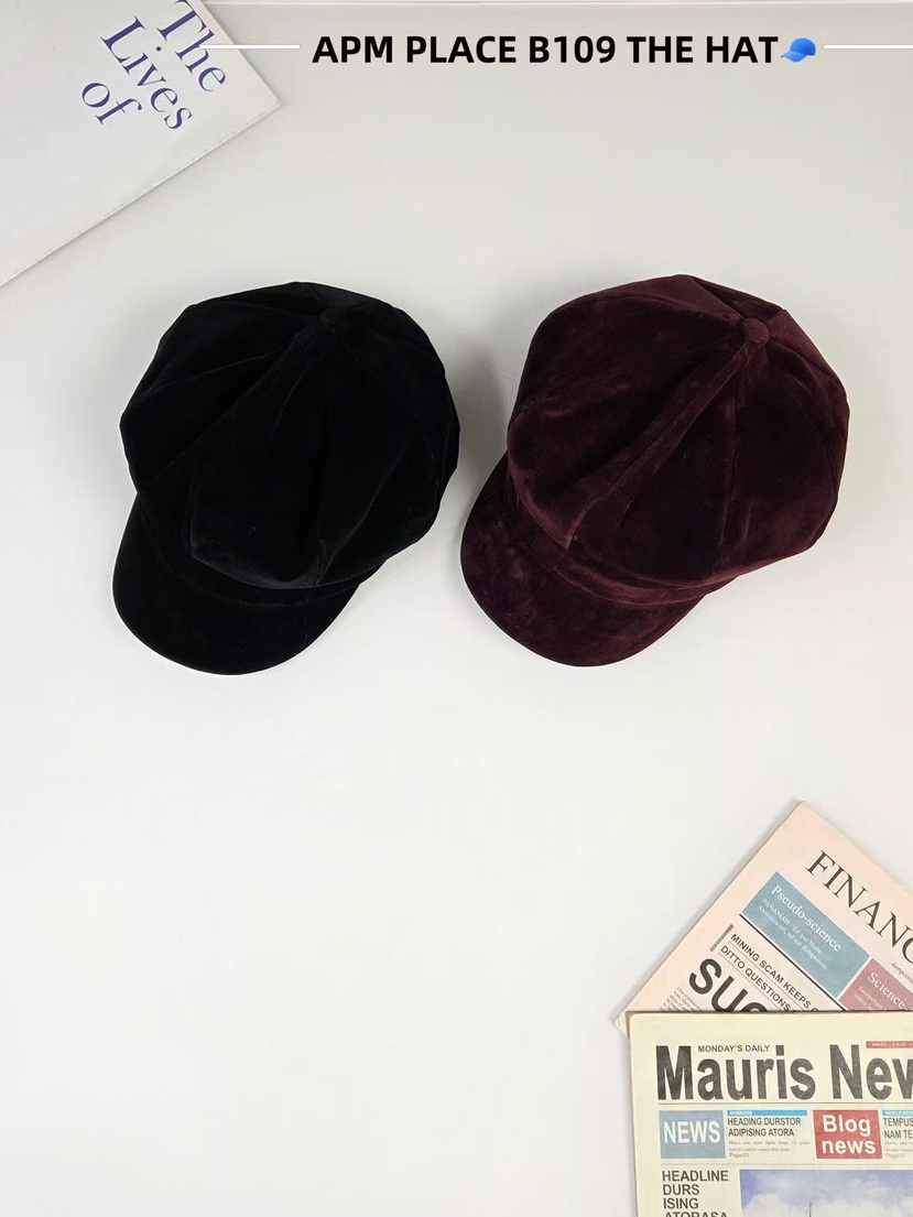 THE HAT-P東大門㊣直郵女士新品熱賣25秋冬真品帽子天鵝絨THE HAT帽子