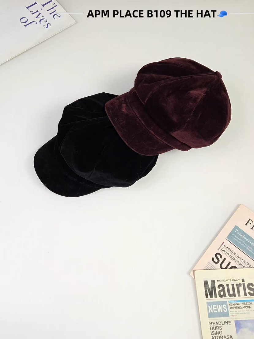 THE HAT-P東大門㊣直郵女士新品熱賣25秋冬真品帽子天鵝絨THE HAT帽子