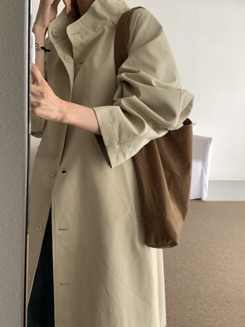 FRILL-T韓國代購㊣女裝新品人氣25秋冬職業真品長款風衣雙面FRILL-T長款風衣