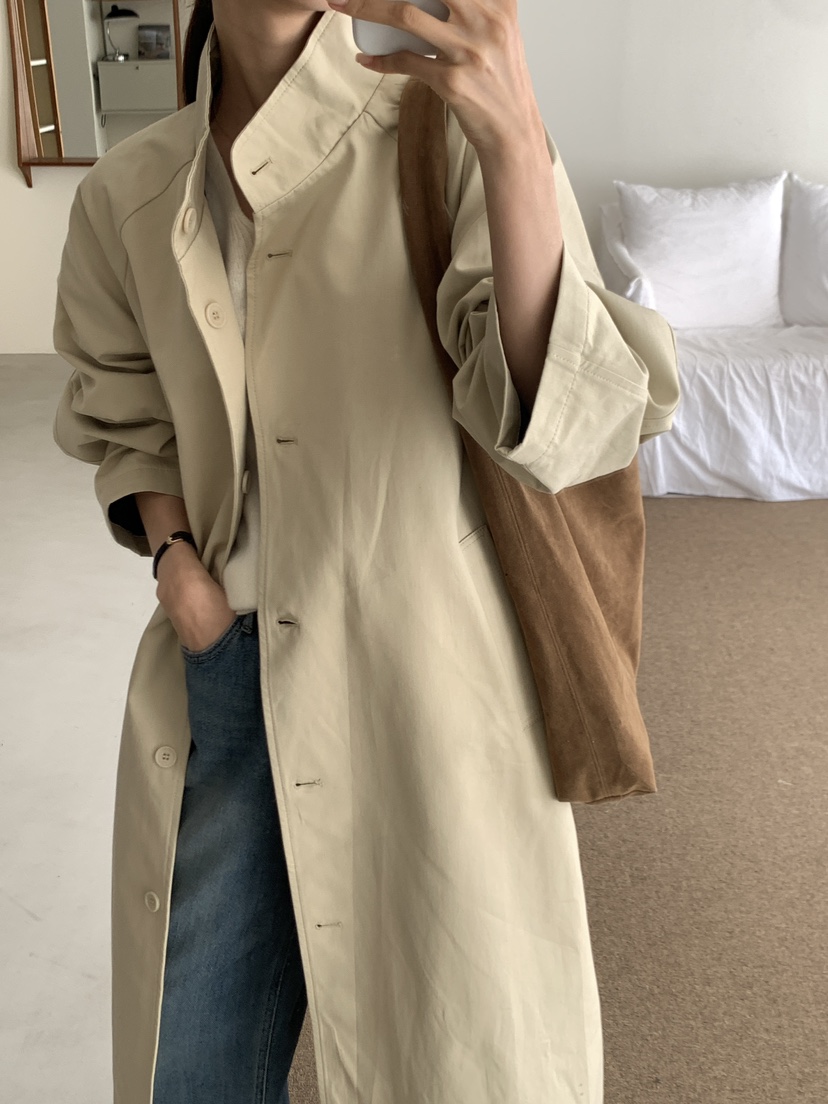 FRILL-T韓國代購㊣女裝新品人氣25秋冬職業真品長款風衣雙面FRILL-T長款風衣