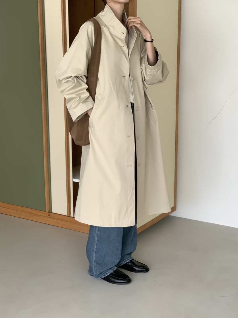 FRILL-T韓國代購㊣女裝新品人氣25秋冬職業真品長款風衣雙面FRILL-T長款風衣