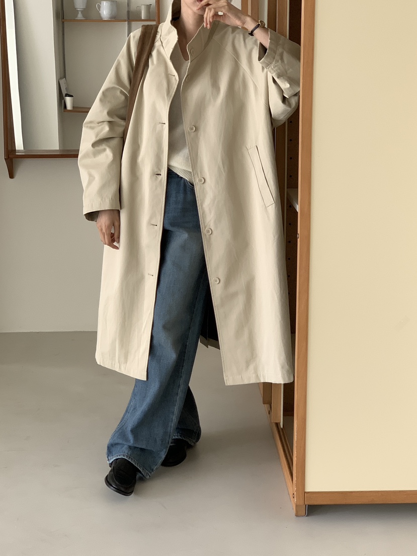 FRILL-T韓國代購㊣女裝新品人氣25秋冬職業真品長款風衣雙面FRILL-T長款風衣