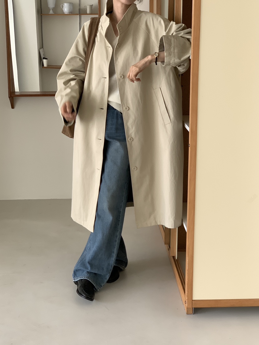 FRILL-T韓國代購㊣女裝新品人氣25秋冬職業真品長款風衣雙面FRILL-T長款風衣