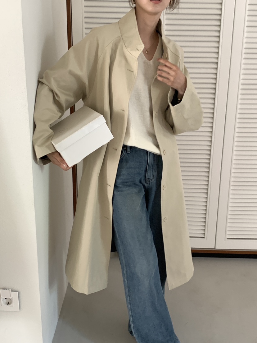 FRILL-T韓國代購㊣女裝新品人氣25秋冬職業真品長款風衣雙面FRILL-T長款風衣