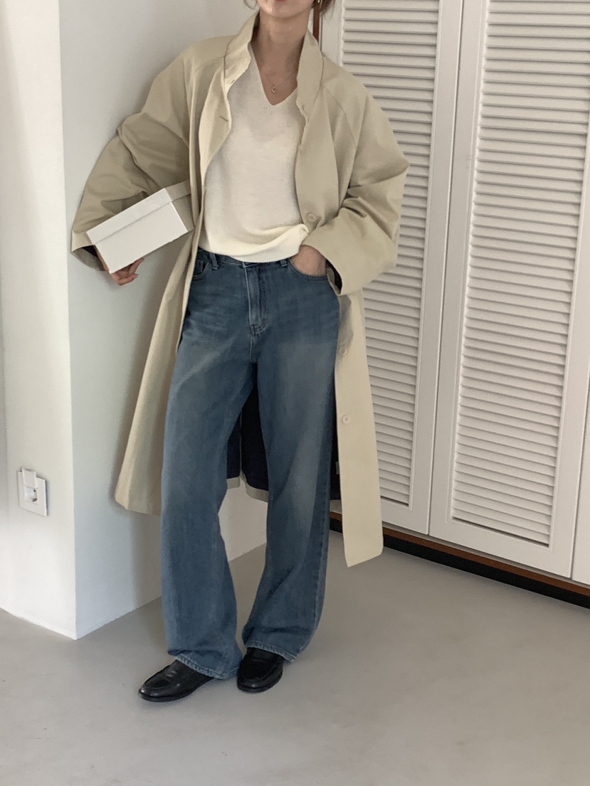 FRILL-T韓國代購㊣女裝新品人氣25秋冬職業真品長款風衣雙面FRILL-T長款風衣