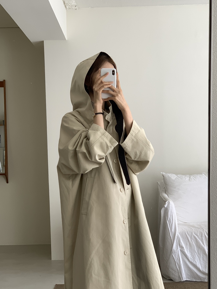 FRILL-T韓國代購㊣女裝新品人氣25秋冬職業真品長款風衣雙面FRILL-T長款風衣