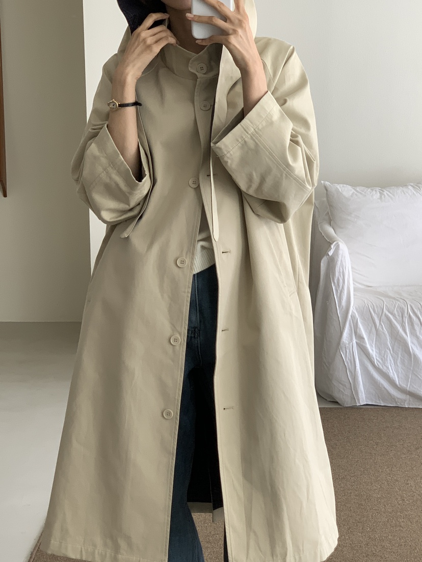 FRILL-T韓國代購㊣女裝新品人氣25秋冬職業真品長款風衣雙面FRILL-T長款風衣