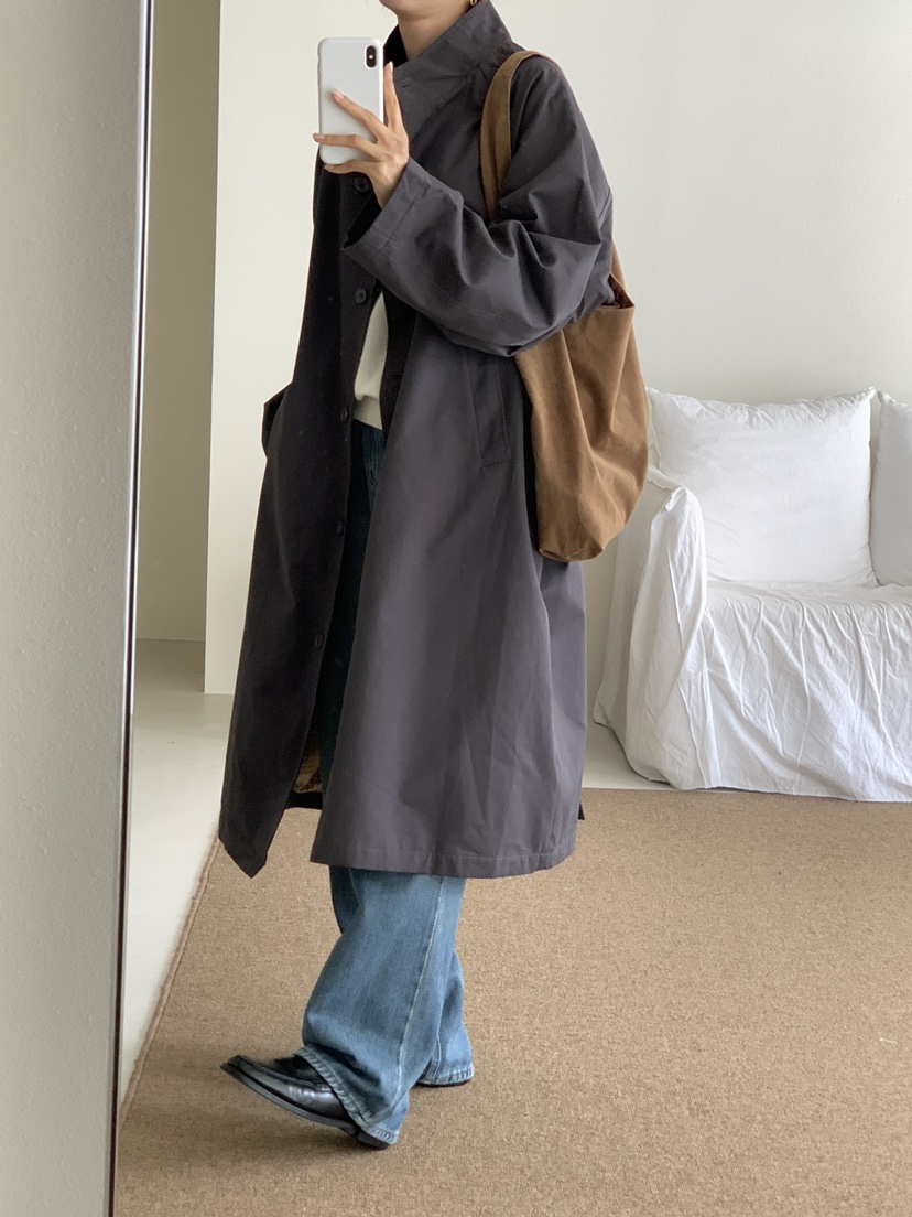 FRILL-T韓國代購㊣女裝新品人氣25秋冬職業真品長款風衣雙面FRILL-T長款風衣