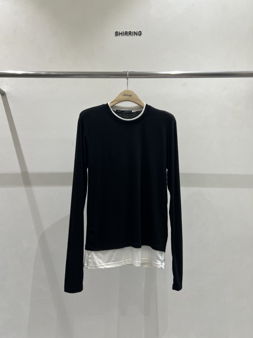 SHIRRING東大門㊣實拍女裝新品時尚休閑真品25秋冬長袖T恤假兩件SHIRRING長袖T恤圖色4