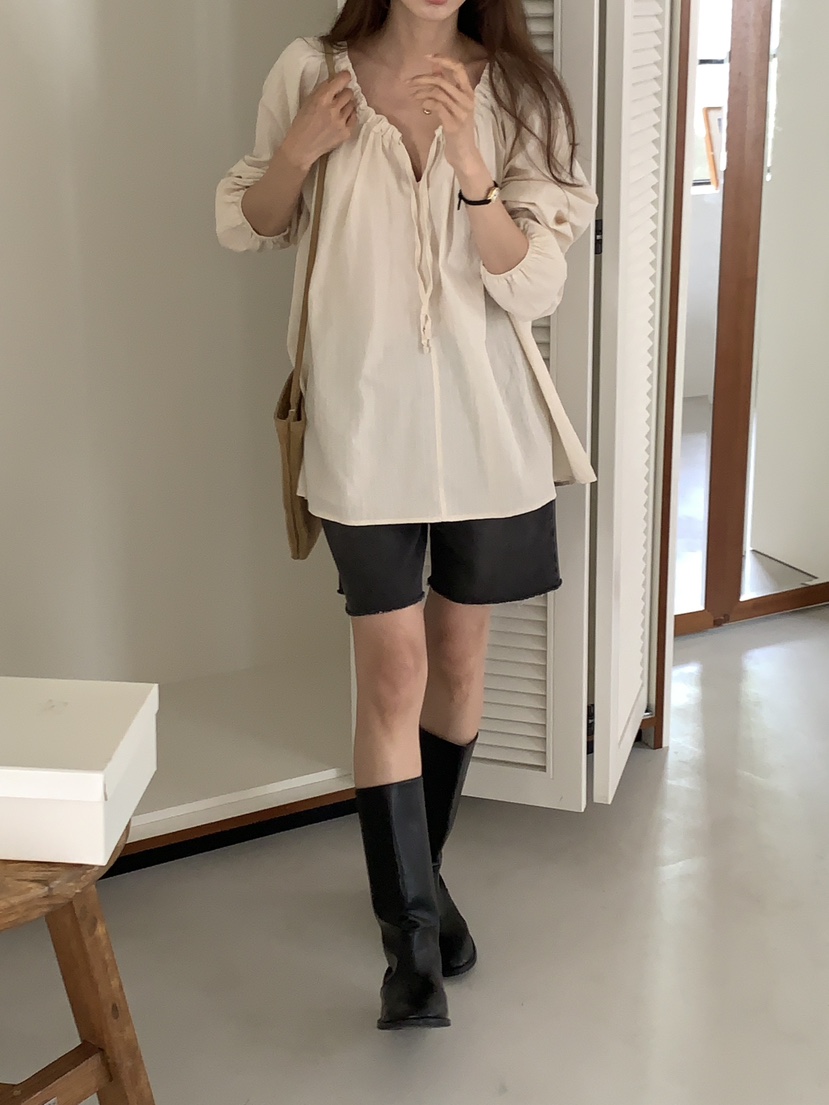 FRILL-T韓國直郵㊣女士新品人氣熱賣休閑職業25秋冬襯衫蕾絲衫FRILL-T襯衫/蕾絲衫