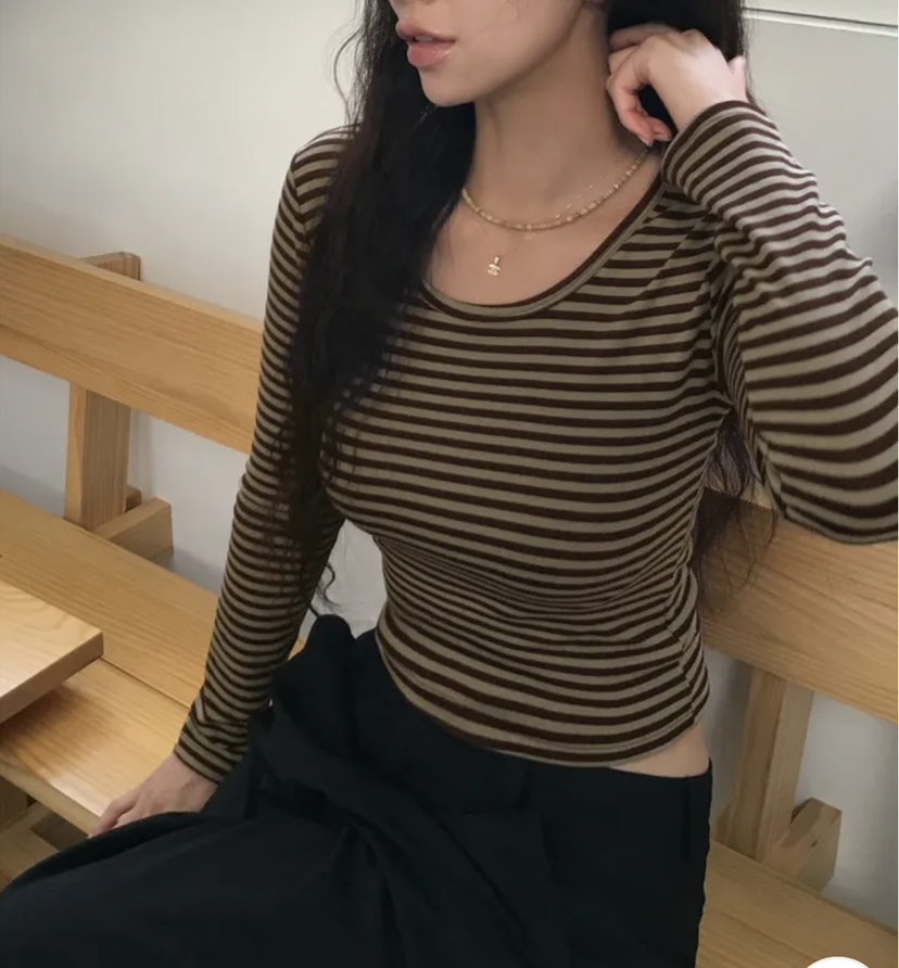 EOMPIT東大門㊣實拍女士新款時尚推薦真品熱賣25秋冬長袖T恤EOMPIT長袖T恤圖色1