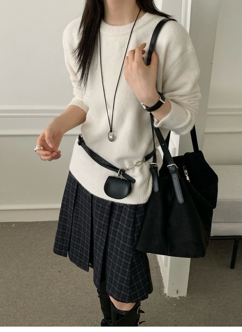 DOUZEMOIS東大門㊣代購女裝新品人氣25秋冬時尚針織衫不含腰包DOUZEMOIS針織衫