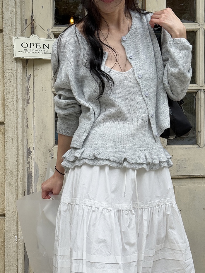 FRILL-T東大門㊣直郵女裝新品25秋冬熱賣套裝褶邊針織套裝FRILL-T套裝