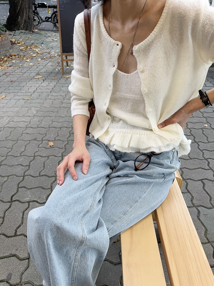 FRILL-T東大門㊣直郵女裝新品25秋冬熱賣套裝褶邊針織套裝FRILL-T套裝