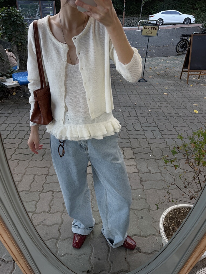 FRILL-T東大門㊣直郵女裝新品25秋冬熱賣套裝褶邊針織套裝FRILL-T套裝