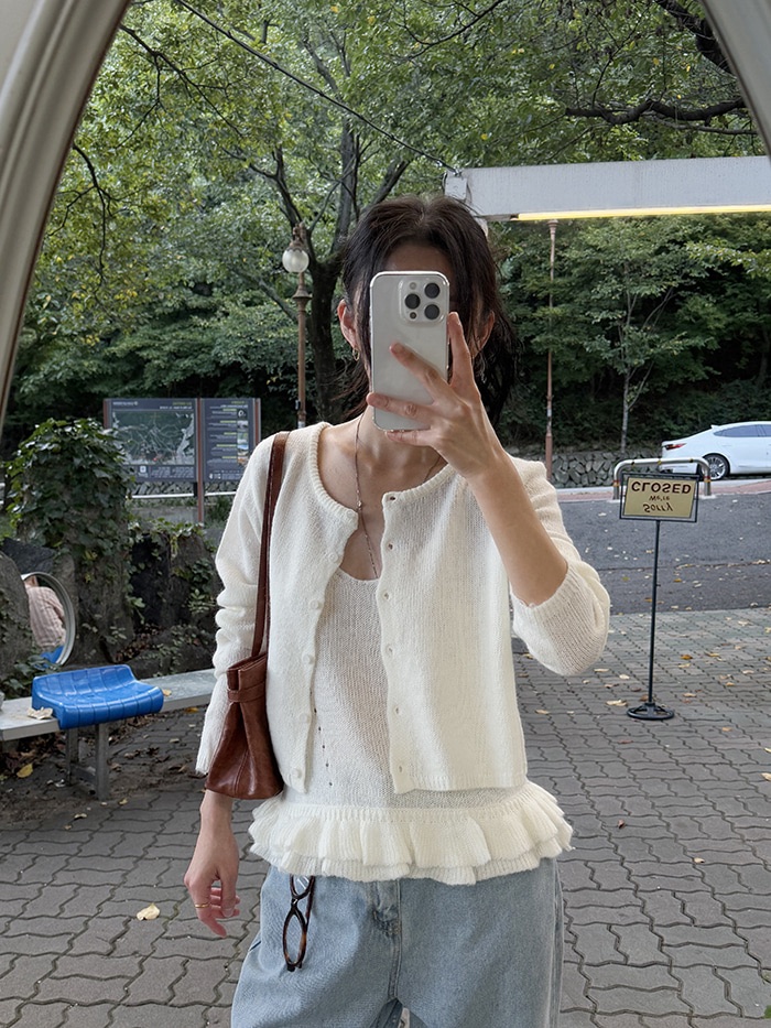 FRILL-T東大門㊣直郵女裝新品25秋冬熱賣套裝褶邊針織套裝FRILL-T套裝