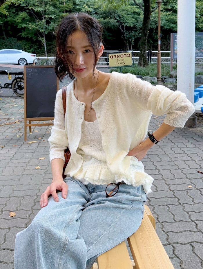 FRILL-T東大門㊣直郵女裝新品25秋冬熱賣套裝褶邊針織套裝FRILL-T套裝圖色2
