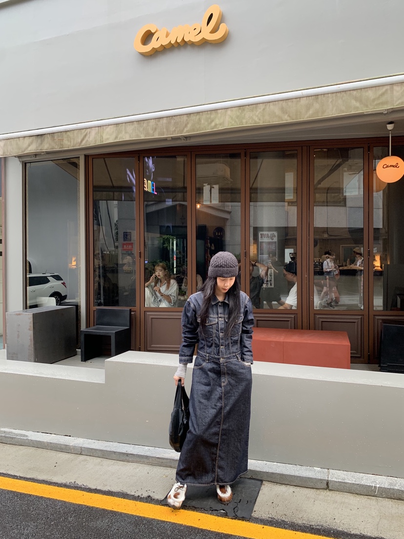 SUNDER MARKET韓國代購㊣女士新品25秋冬真品熱賣休閑長裙SUNDER MARKET長裙
