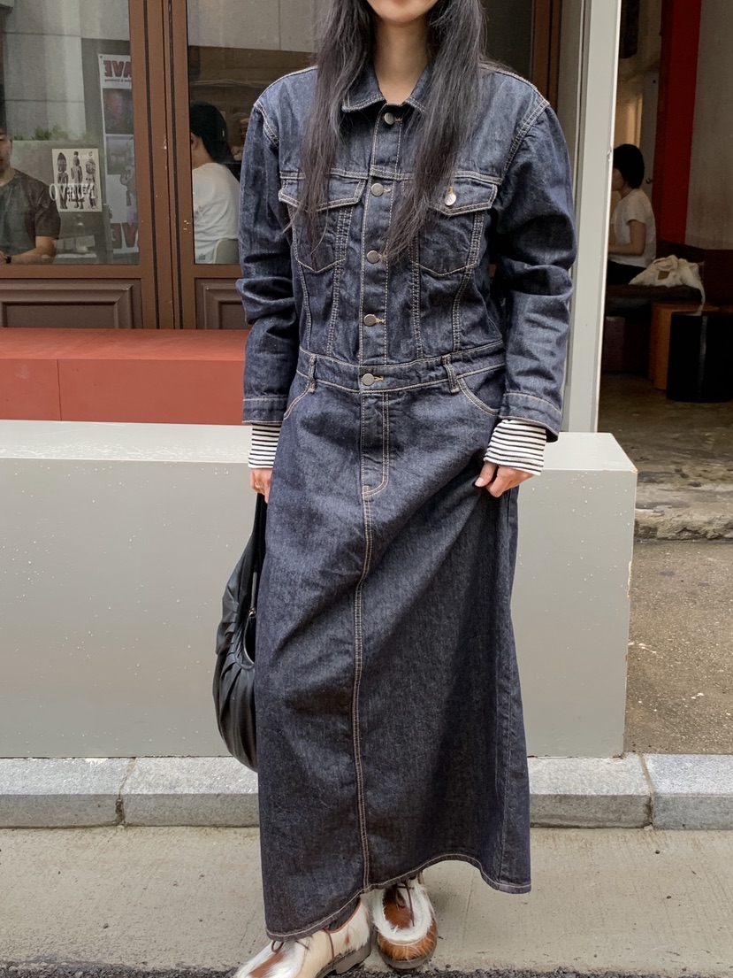 SUNDER MARKET韓國代購㊣女士新品25秋冬真品熱賣休閑長裙SUNDER MARKET長裙