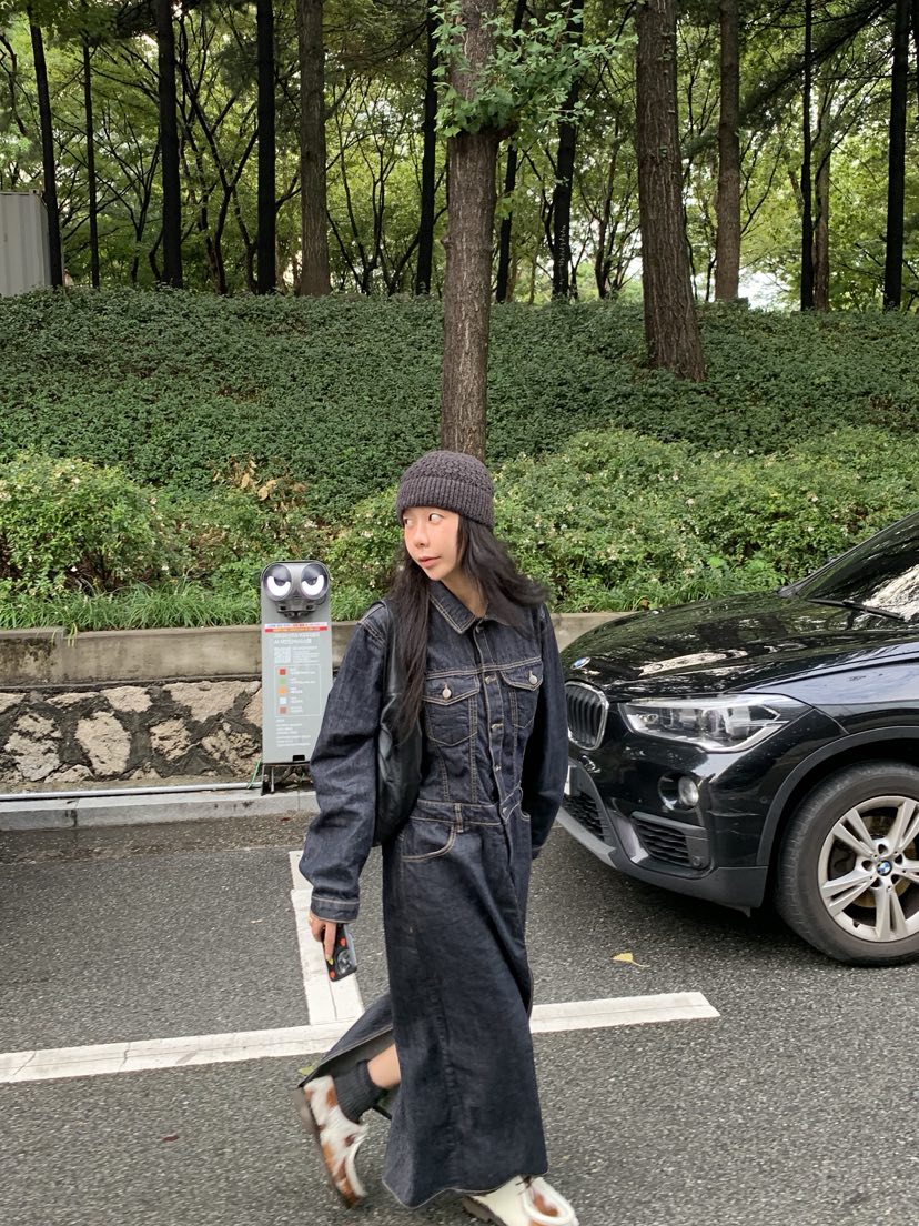 SUNDER MARKET韓國代購㊣女士新品25秋冬真品熱賣休閑長裙SUNDER MARKET長裙