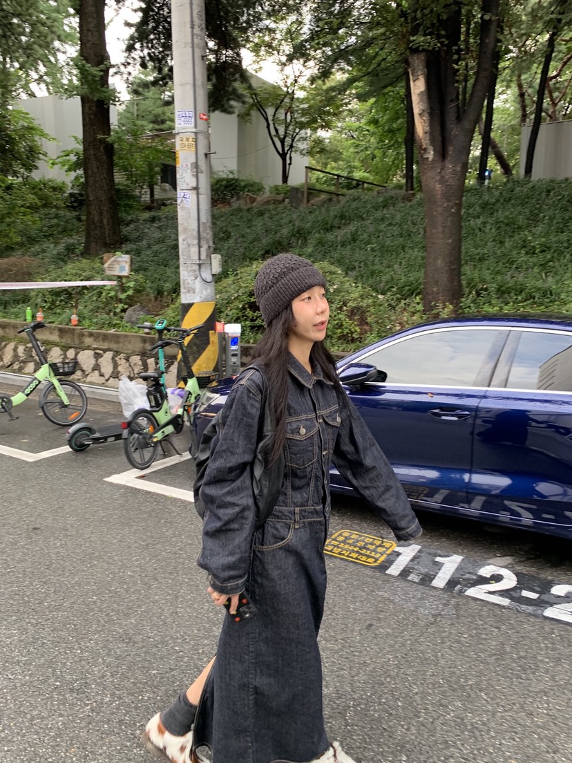 SUNDER MARKET韓國代購㊣女士新品25秋冬真品熱賣休閑長裙SUNDER MARKET長裙