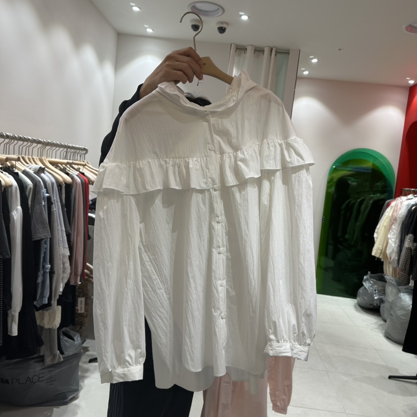 MINI UNNI韓國直郵㊣女裝新品職業熱賣時尚推薦襯衫蕾絲衫MINI UNNI襯衫/蕾絲衫圖色1