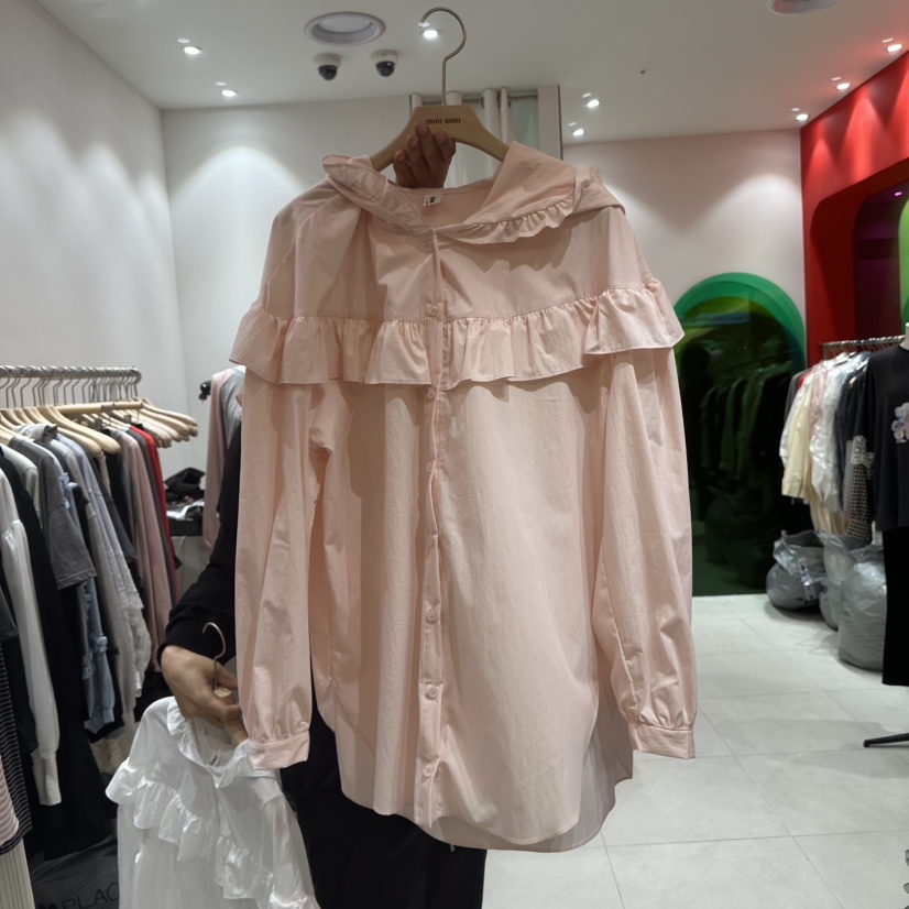 MINI UNNI韓國直郵㊣女裝新品職業熱賣時尚推薦襯衫蕾絲衫MINI UNNI襯衫/蕾絲衫圖色2