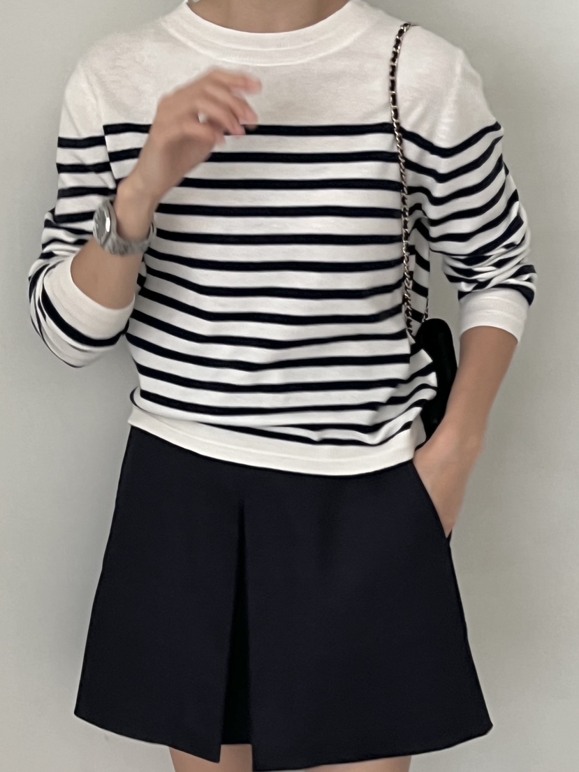 DEMAR韓國代購㊣女裝新款人氣推薦熱賣真品休閑25秋冬針織衫條紋DEMAR針織衫圖色1